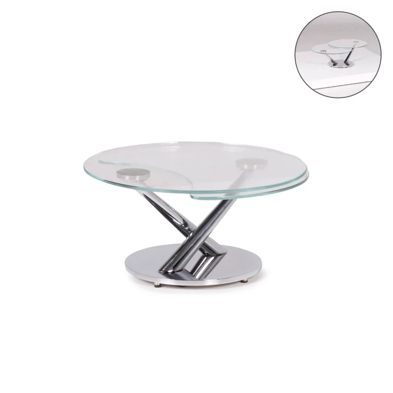 NAOS Glas Couchtisch Rund Beweglich Funktion Tisch #12193