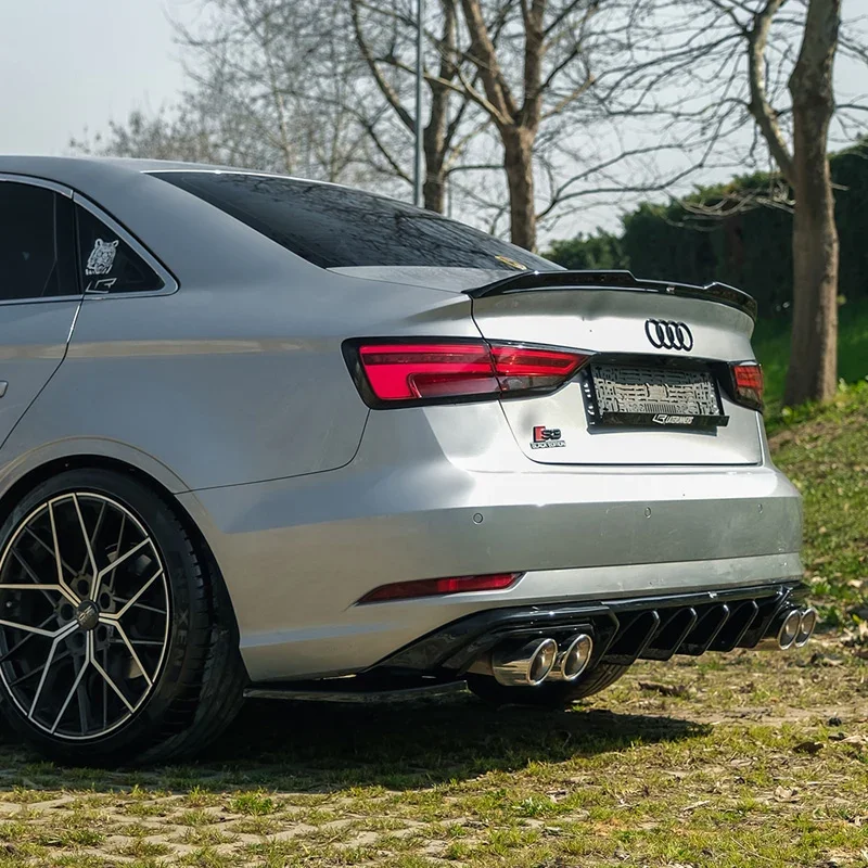 OneWay, Heckstoßstangen-Diffusor, glänzend schwarz, Passend für Audi A3 (8V) Sedan Facelift 2016-2020