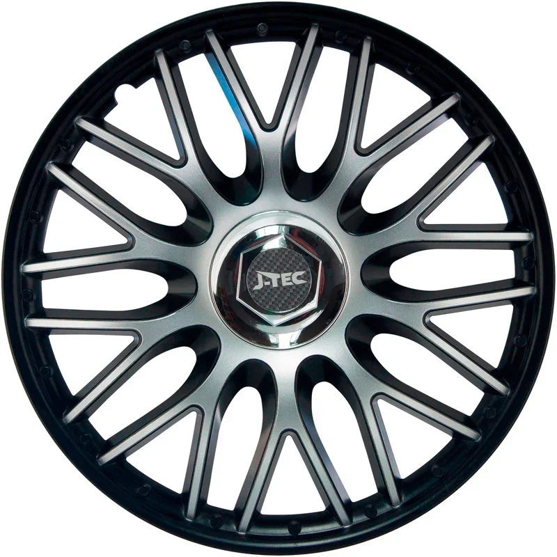 J-Tec, Satz Radzierblenden Orden 16-Zoll Schwarz + Chrom Ringe, ABS, Chrom, Schwarz