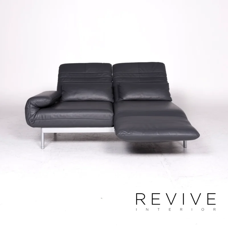 Rolf Benz Plura Designer Leder Sofa Grau Zweisitzer Couch #8972 – Bild 3