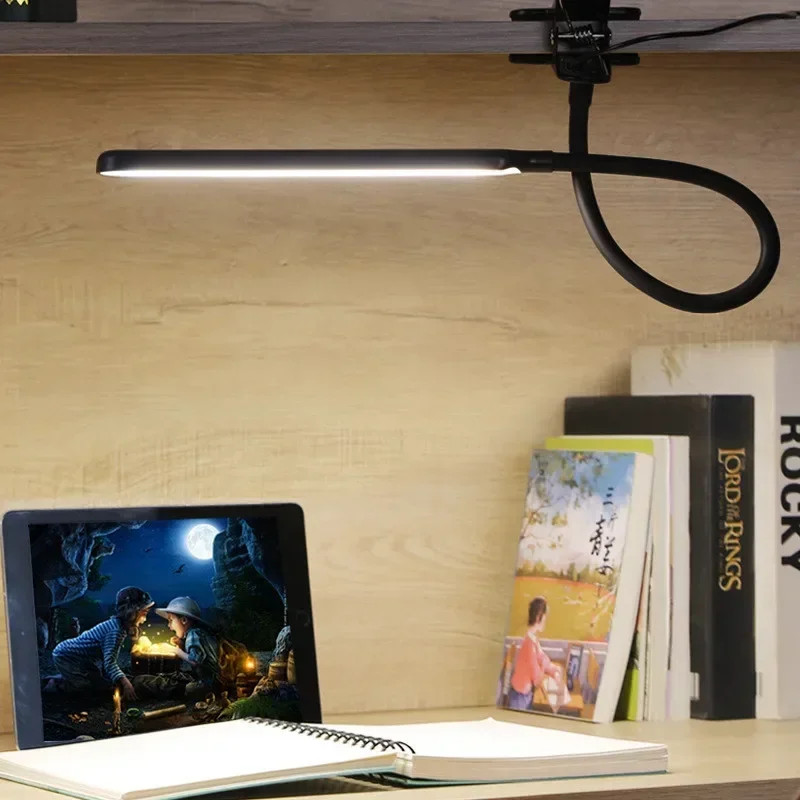 Brehn | LED-Klemmleuchte LumaFlex | 3 Lichtfarben & 10 Helligkeitsstufen | USB-Betrieb | Flexibler Schwanenhals | Augenfreundlich & Dimmbar