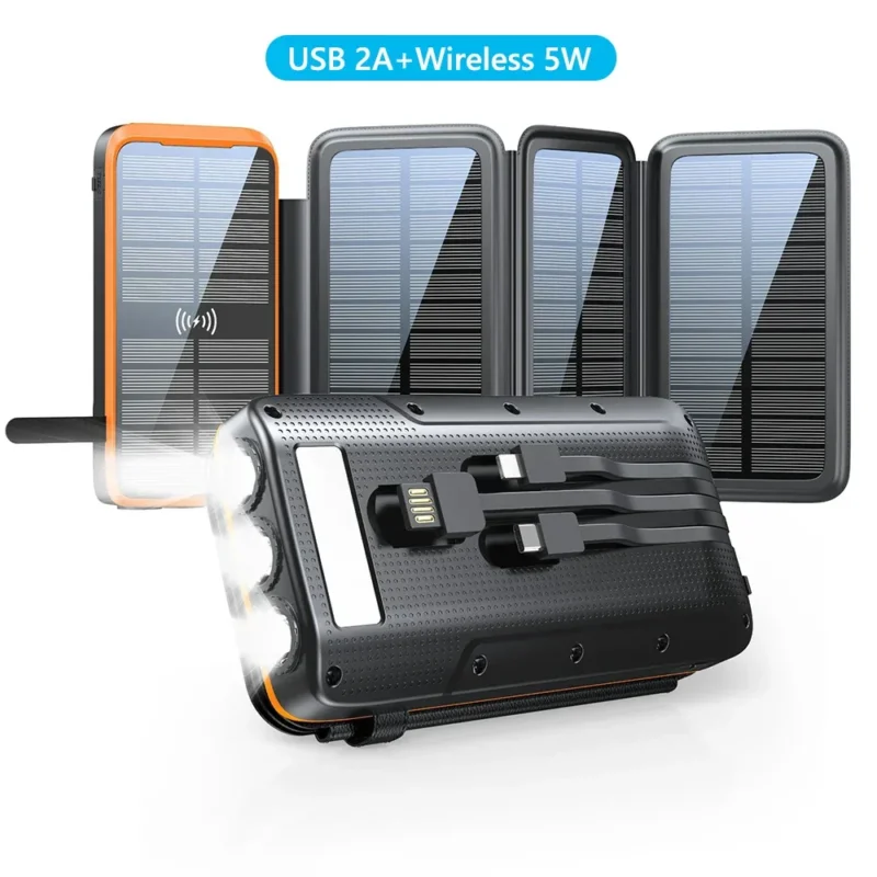Brehn | Solar Powerbank VoltCore X Pro 43800mAh | 20W Schnellladung | 10W Wireless Charging | Integrierte Kabel & LED-Lampe | Outdoor & Reisen