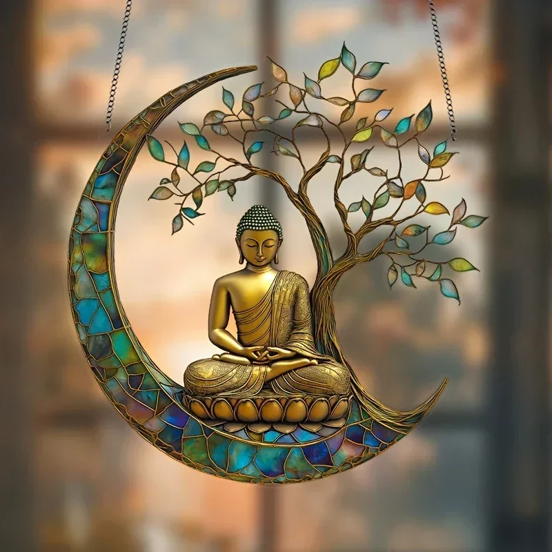 Brehn | Acryl Sonnenfänger ZenLight | 2D Buddha Dekor | Fenster- & Wohnaccessoire | Spirituelles Raumdesign