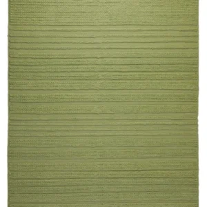 160x230 Teppich Wohnzimmer Strickoptik in Frischgrün – Handwebteppich mit Cosy-Faktor