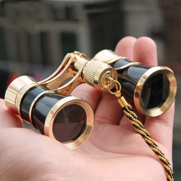 3x25mm Klassisches Damen-Drama-Beobachtungsfernrohr, tragbares Fernglas mit Kette (Schwarz)