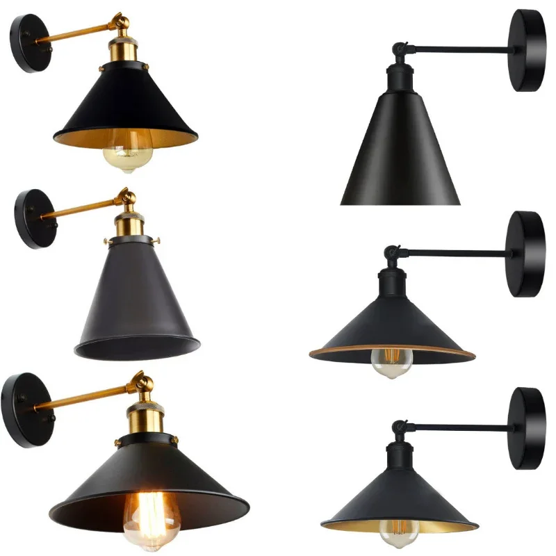Wandleuchte Metall schwarz Wandlampe E27 Industrial