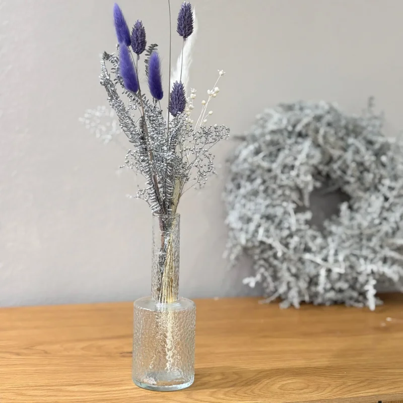 Trockenblumenstrauß Mini Frozen in Silber und Lila, Vorderansicht