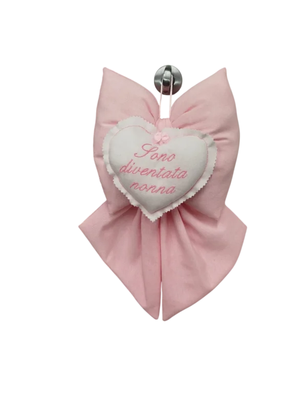 Fiocco Nascita con scritta siamo diventati Nonni Rosa