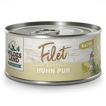 Wildes Land Katze Filet Huhn Pur Nassfutter Dose mit Natur pur Etikett und silberner Öffnung