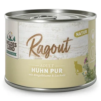 Wildes Land Katze Ragout Huhn Pur mit Ringelblume & Lachsöl, Nassfutter