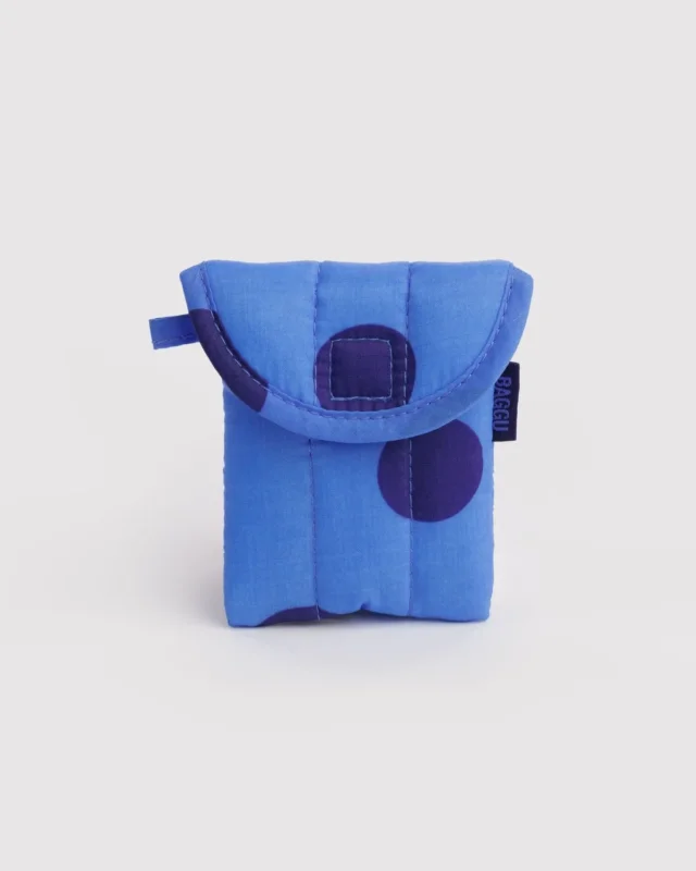 BAGGU - PUFFY Kopfhörer-Etui • Blue Polka Dot - ROSA ECK