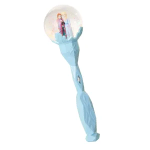 Baguette musicale La Reine des Neiges 2 pour fille bleu avec boule à neige Anna et Elsa