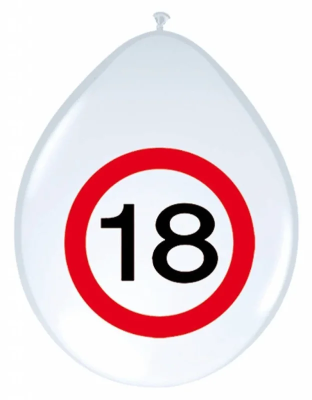Ballonnen 18 Jaar Verkeersbord 30cm 8st van Folat koop je bij Partywinkel