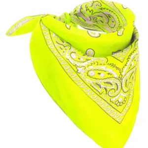 Bandana jaune fluo pour adulte avec motifs cachemire blancs