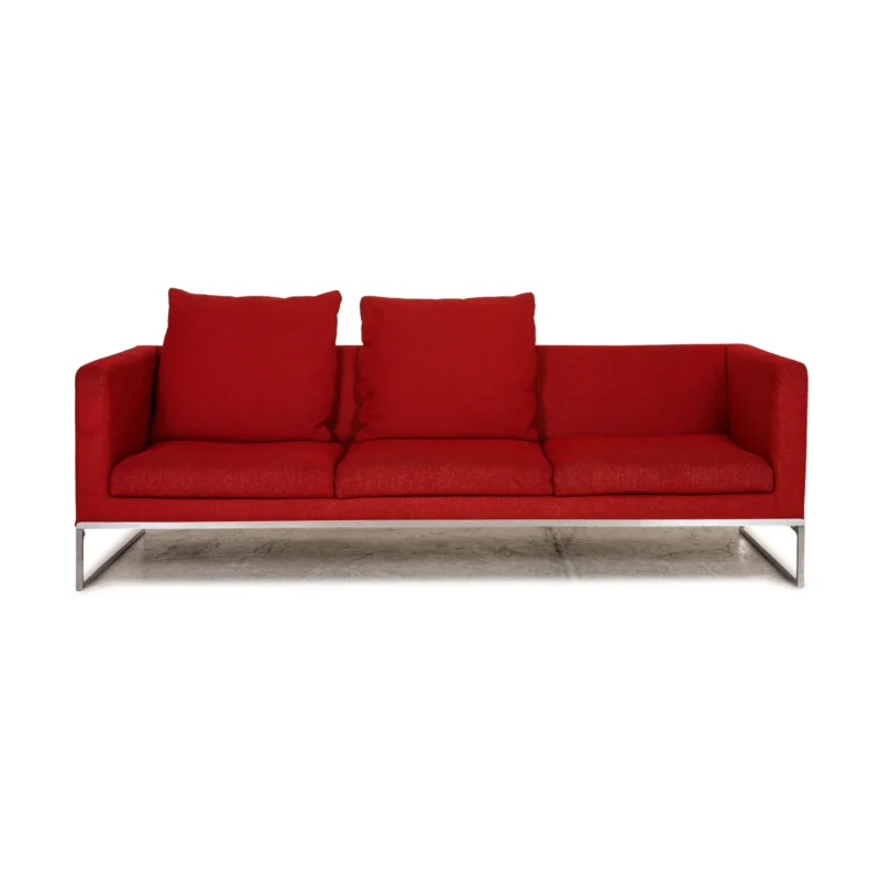 B&B Italia Tight Stoff Sofa Rot Dreisitzer Couch