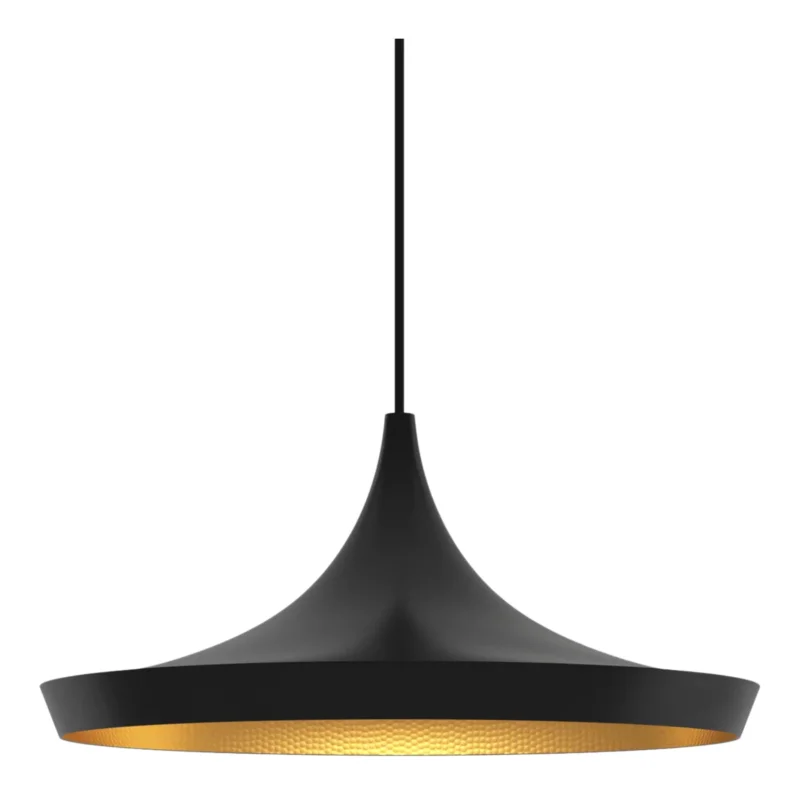 Beat Wide Pendant Light von Tom Dixon als breite Design Pendelleuchte mit organischer Form und warmem LED Licht im Innenraum