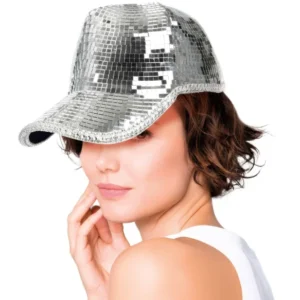 Casquette disco à facettes pour adulte argentée