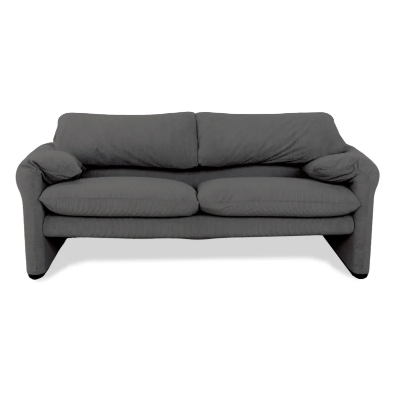 Cassina Maralunga Feincord Cord Zweisitzer Grau Sofa Couch Neubezug manuelle Funktion