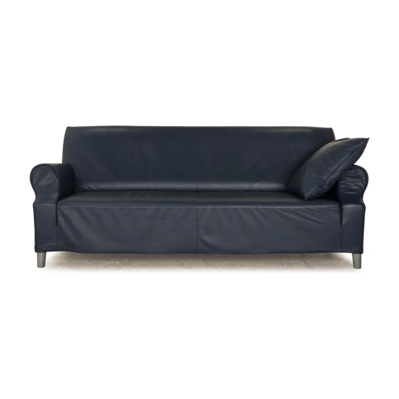 Cassina Lazy Working Sofa Leder Dreisitzer Dunkelblau Blau Sofa Couch