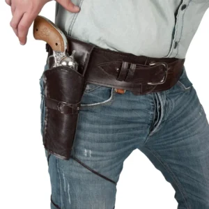 Ceinture avec étui cowboy pour adulte marron