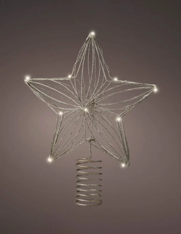 Cimier étoile pour sapin dorée à paillettes avec led