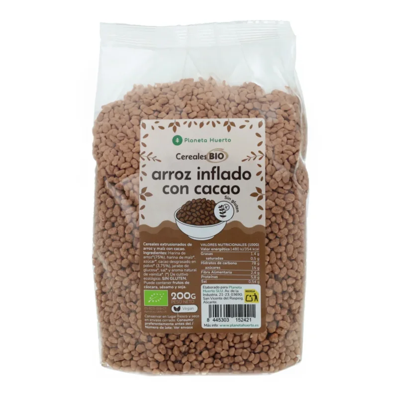 Arroz inflado con cacao Sin Gluten ECO Planeta Huerto 200 g