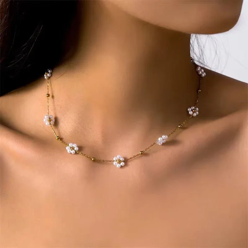 Karnz | Zarte Daisy Halskette & Armbänder
