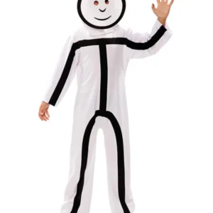 Déguisement Stickman pour enfant blanc et noir avec masque