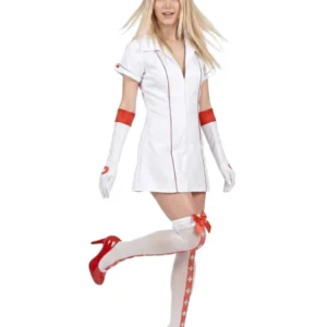 Sexy Krankenschwesterkostüm für Damen weiss-rot