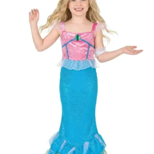 Déguisement de sirène pour fille rose et bleu à paillettes