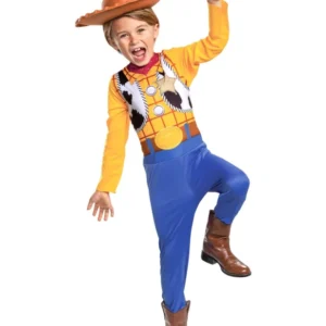 Déguisement Woody Toy Story classique pour enfant jaune et bleu avec chapeau