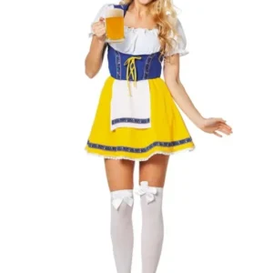 Dirndl Jurk Oktoberfest Geel Blauw van Wilbers & Wilbers koop je bij Partywinkel