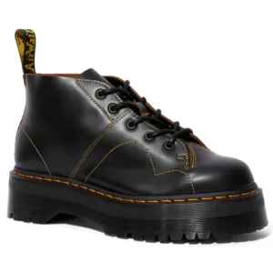 Dr. Martens Church Quad Platform Lederen Schnürstiefel Schwarz
