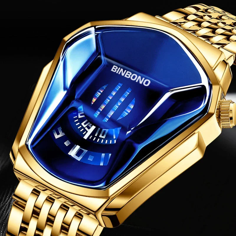 Herren-Quarzuhr im Diamant-Stil