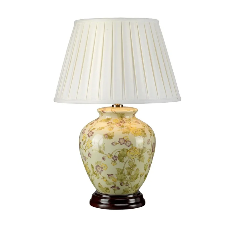 Tischlampe „Yellow Flowers“ mit 1 Licht, Gelb und Lila mit elfenbeinfarbenem Schirm - Elsteadlighting - YELLOWFLOWERS - TL