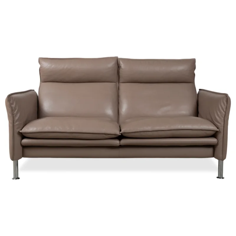 Erpo Porto Leder Zweisitzer Braun Taupe manuelle Funktion Sofa Couch