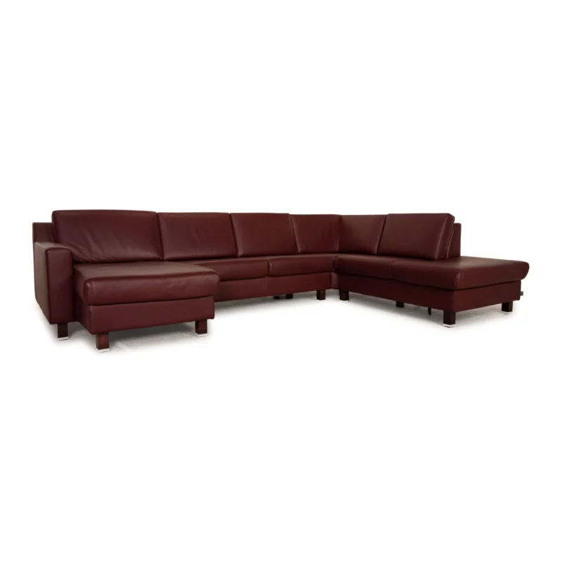 Ewald Schillig Flex Plus Leder Sofa Rot Dunkelrot U - Ecksofa Couch