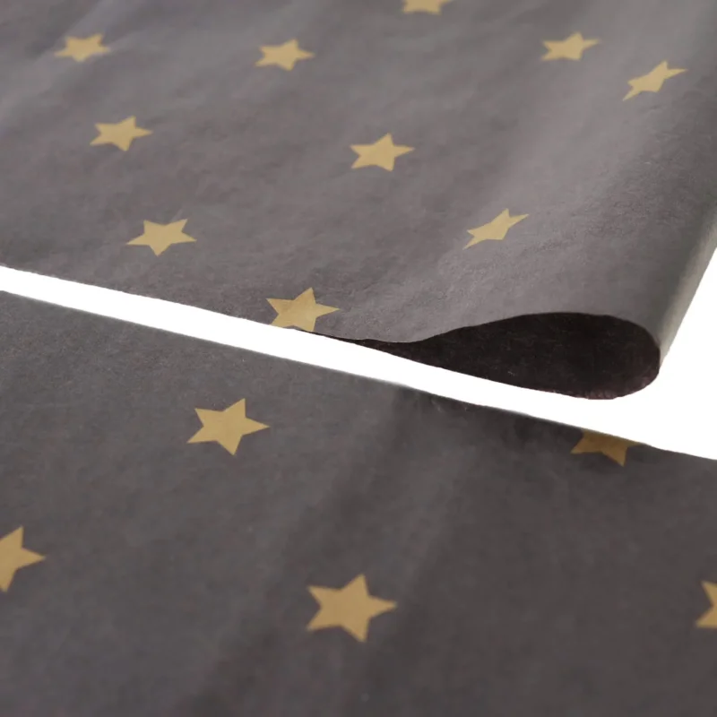 Seidenpapier 35x50cm Black Stars Gold