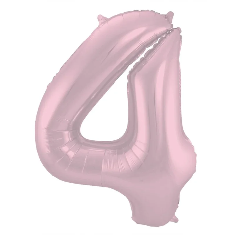 Folie Ballon Cijfer 4 Pastel Roze XL 86cm leeg van Folat koop je bij Partywinkel