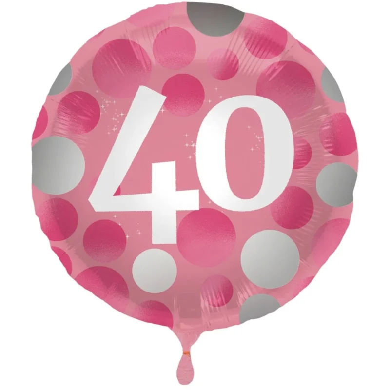 Folieballon Glossy Pink 40 Jaar - 45cm van Folat koop je bij Partywinkel