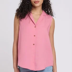 Gabrielle Sleeveless Linen Blouse | Desert Rose | Blouse | NYDJ