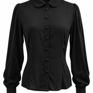 Succubus Clothing Alice 40er-Jahre-Bluse Schwarz
