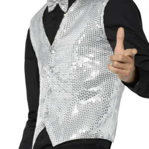 Gilet à sequins pour adulte argent