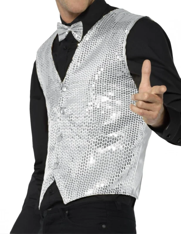 Gilet à sequins pour adulte argent
