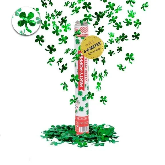 Groene Confetti Kanon Klavertje Vier 40cm van VDV Benefit koop je bij Partywinkel