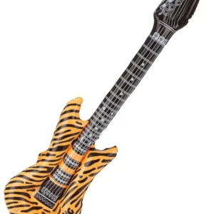 Guitare rock gonflable pour adulte orange à motif tigre