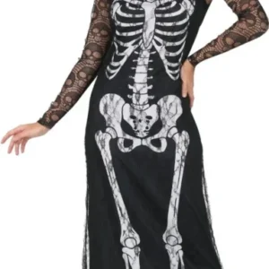 Halloween Jurk Zwart Dames Skelet van Fiestas Guirca koop je bij Partywinkel
