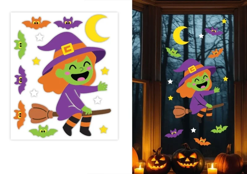 Halloween Raamdecoratie Heks 50cm van Fiestas Guirca koop je bij Partywinkel