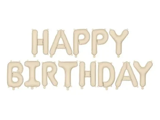 Happy Birthday Letter Ballon Beige 3,4m van Partydeco koop je bij Partywinkel