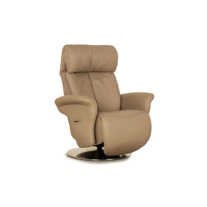 Himolla Easyswing Leder Sessel Beige elektrische Funktion Relaxsessel Aufstehhilfe Small